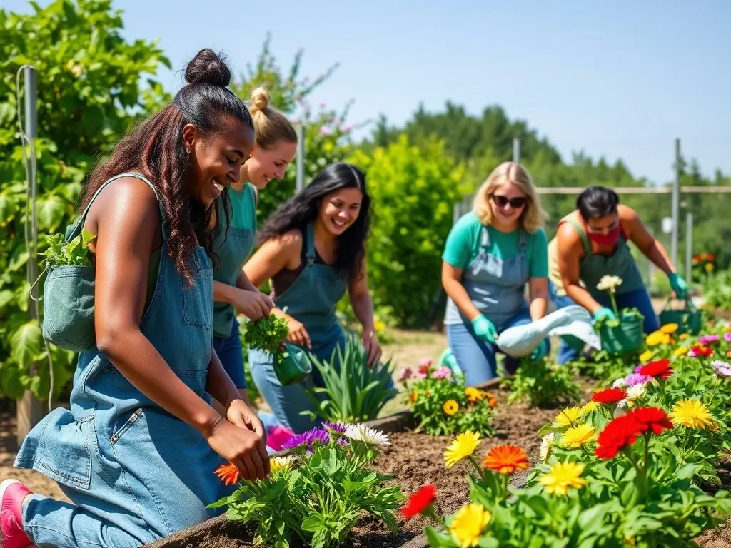 A photograph of volunteers working on the restoration of a historic garden, highlighting DH LA's hands-on preservation activities.