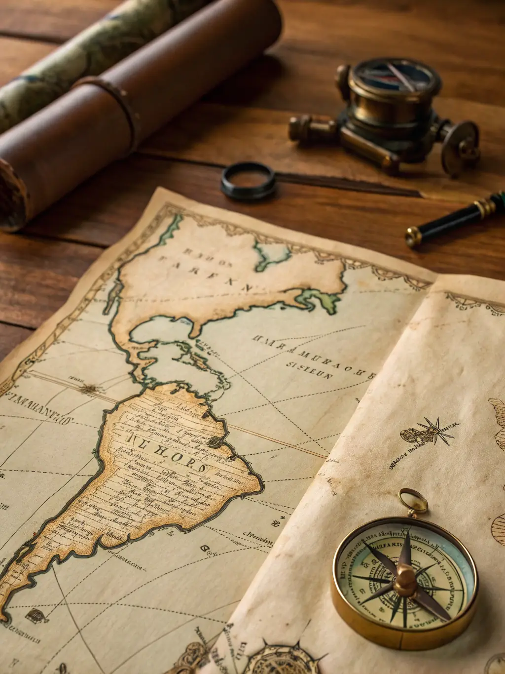 A detailed image of historical documents and maps being examined during a research workshop on the preservation of historic gardens.