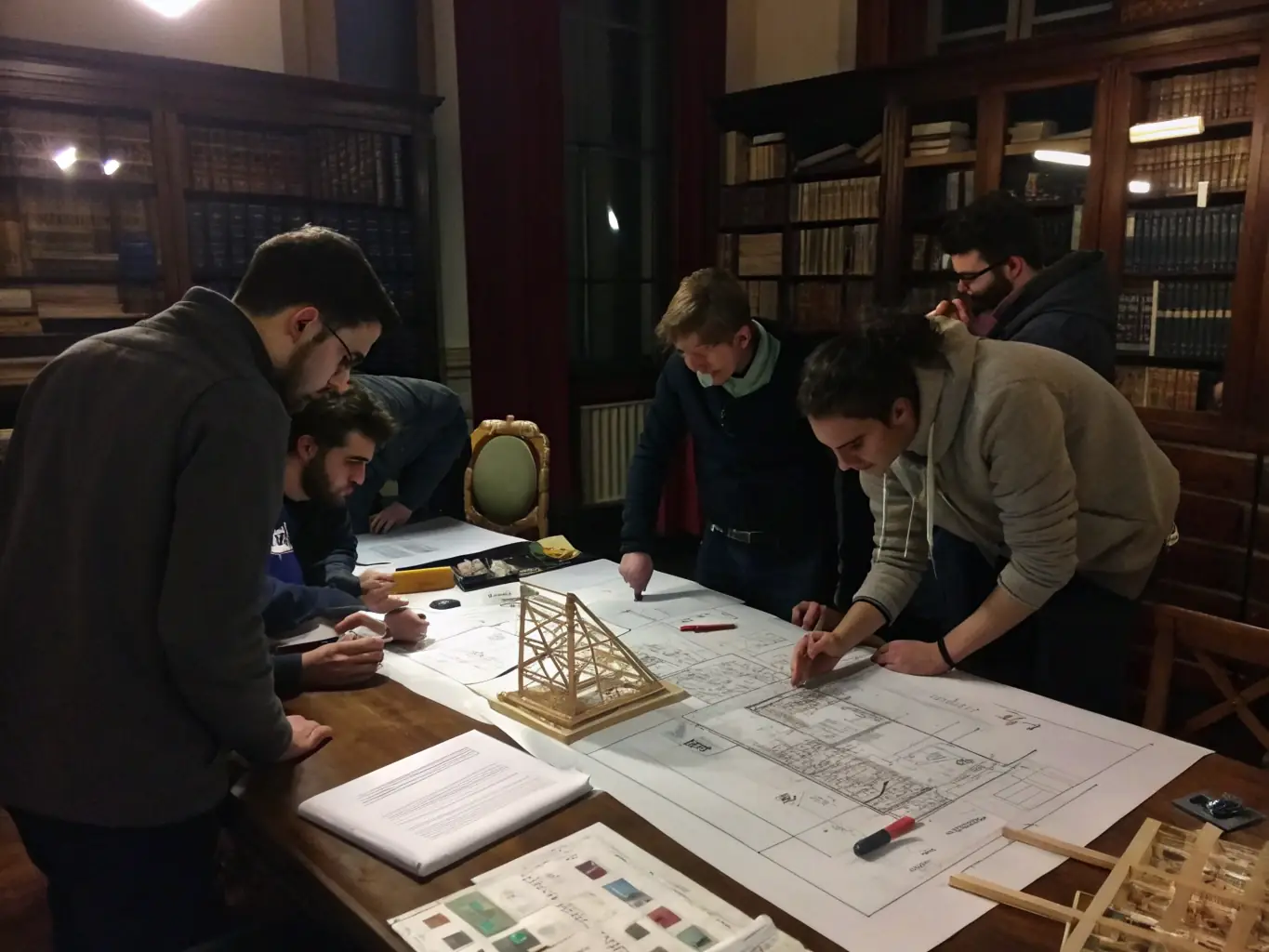 A photograph of a group of students participating in an architectural workshop at a historic site, showcasing DH LA's educational activities.